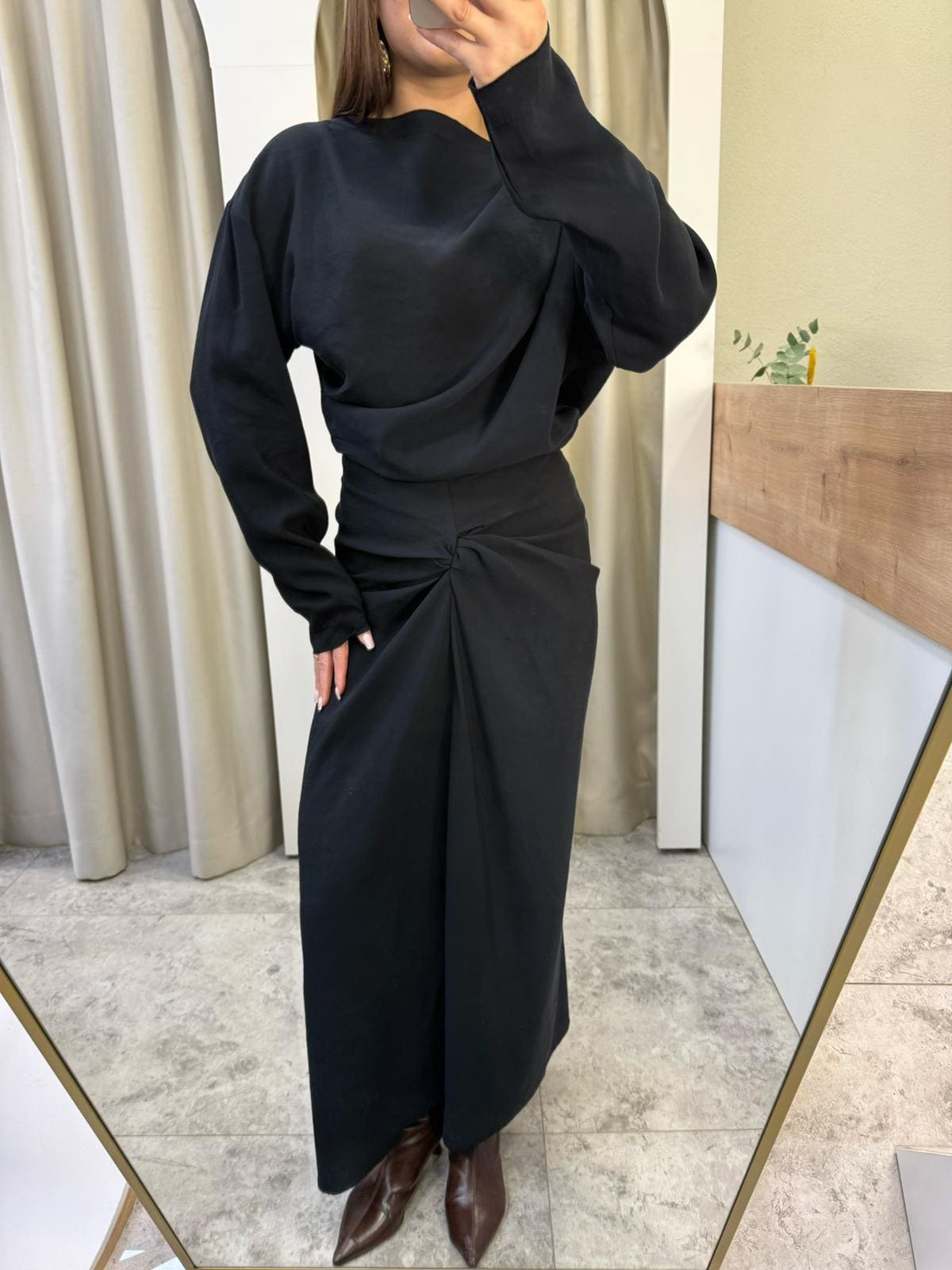Aura Etek Bluz Tensel Takım Siyah