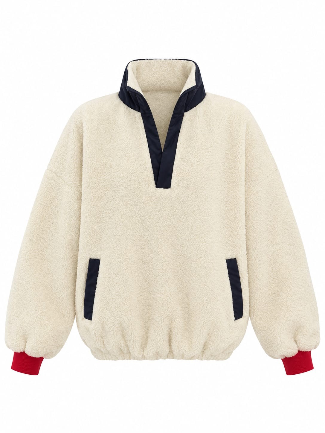 Bear Ekru Lacivert Ayıcık Bakılı Polar Sweatshirt