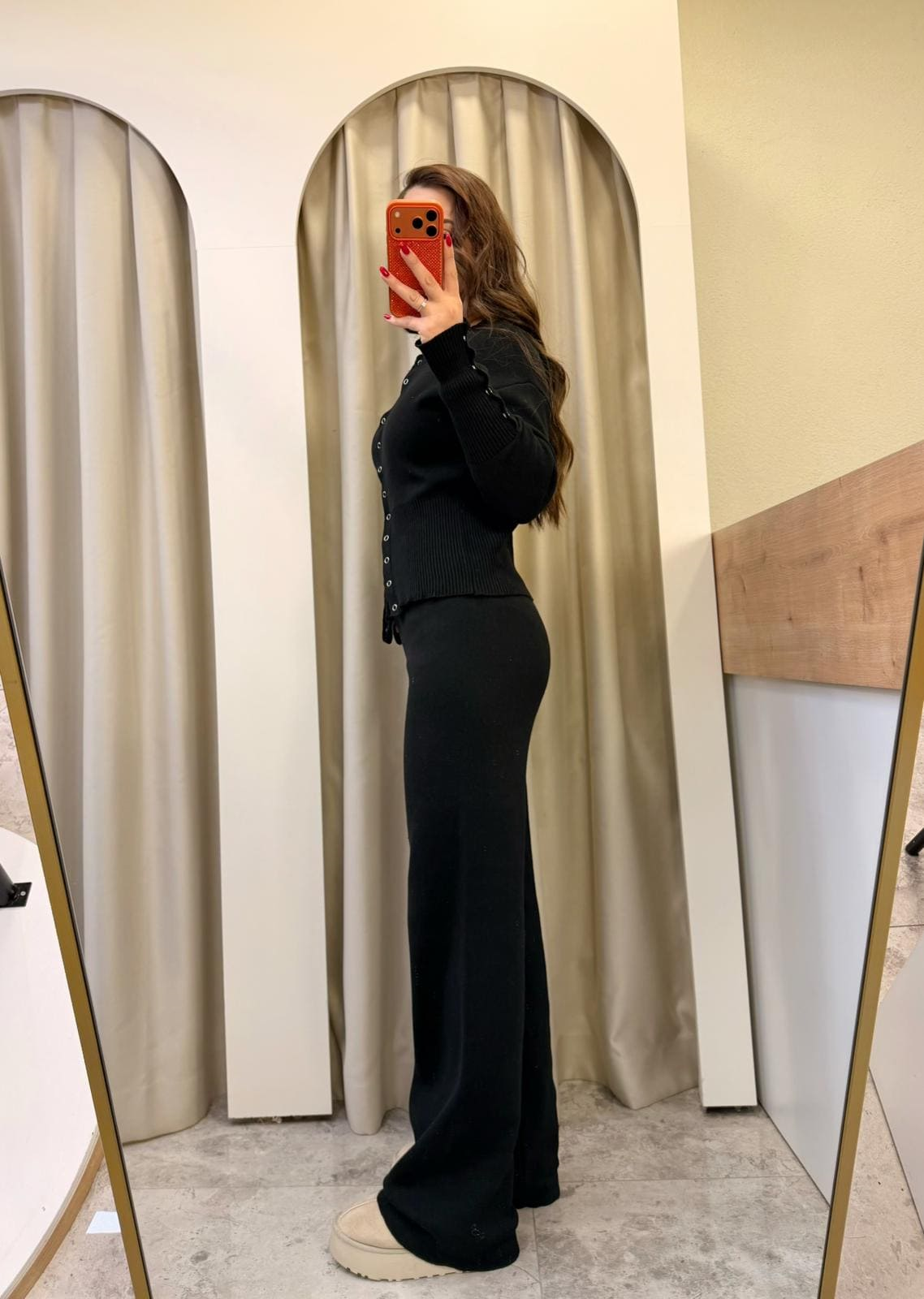 Bella Çıtçıtlı Triko Takım Siyah