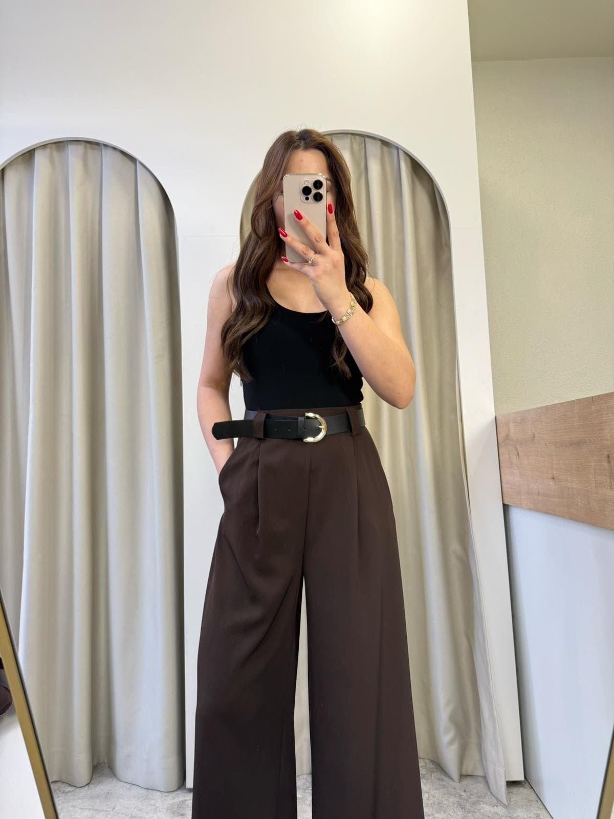 Blush Kahve Pantolonlu Kemerli Tulum