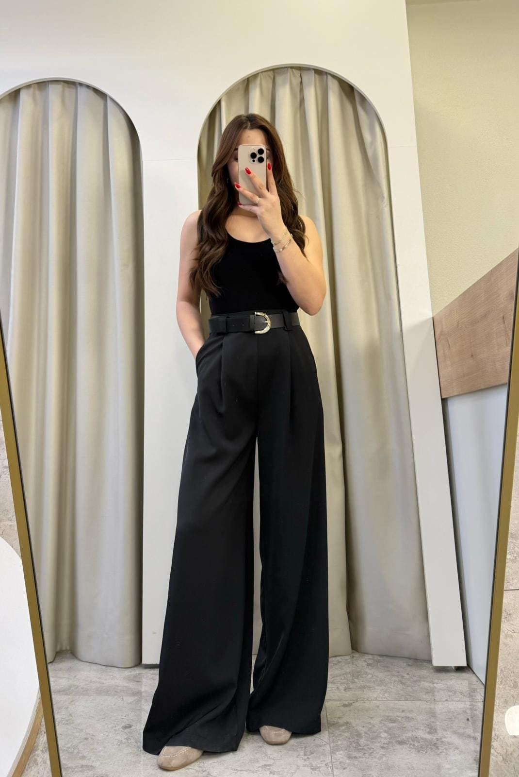 Blush Siyah Pantolonlu Kemerli Tulum