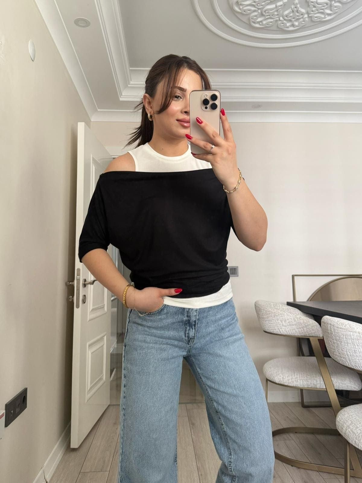 Bruna Atlet Kayık Yaka Bluz Takım Siyah