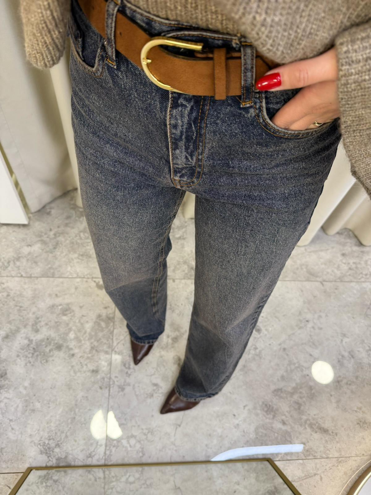Camel Süet Kemerli Likralı Boru Paça Jean