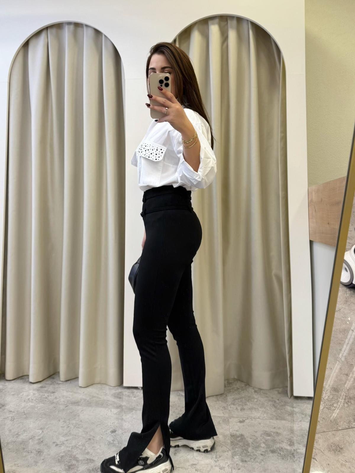 Çift Kemer Detaylı Tayt Pantolon