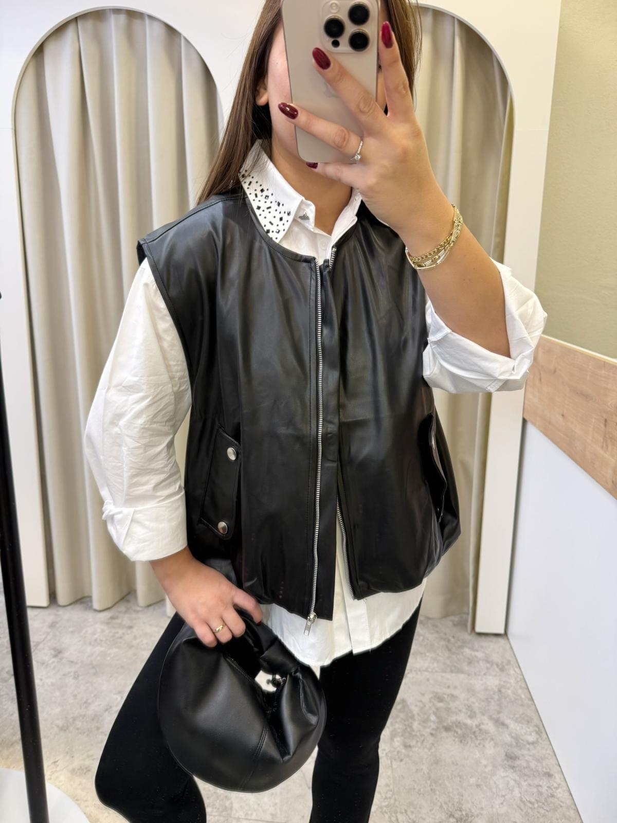 Deri Oversize Yelek
