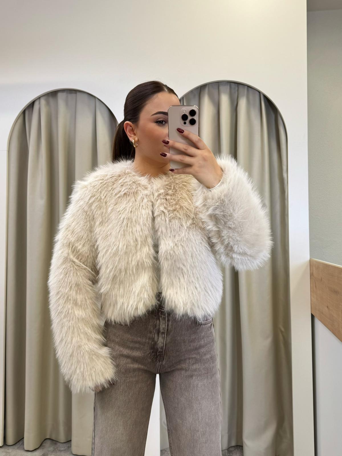 Diana Crop Kürk-KREM