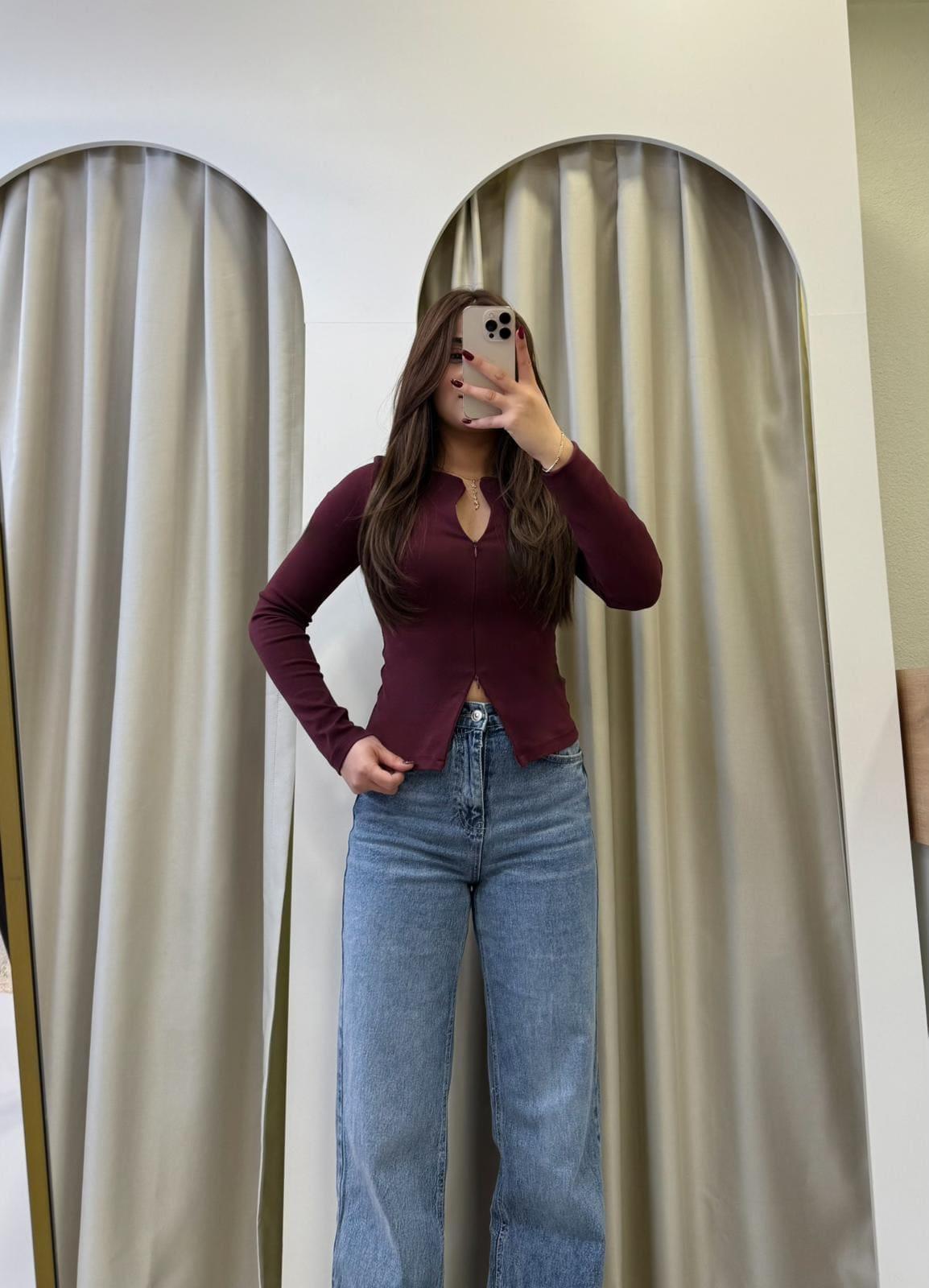 Dilvin Çift Fermuarlı Basic-Bordo