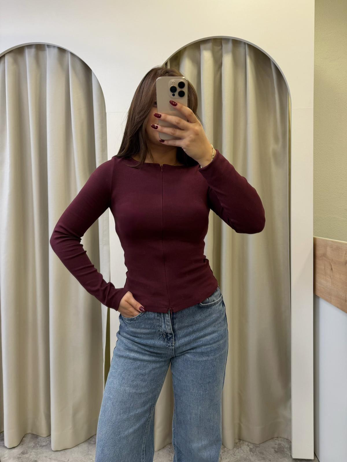 Dilvin Çift Fermuarlı Basic-Bordo