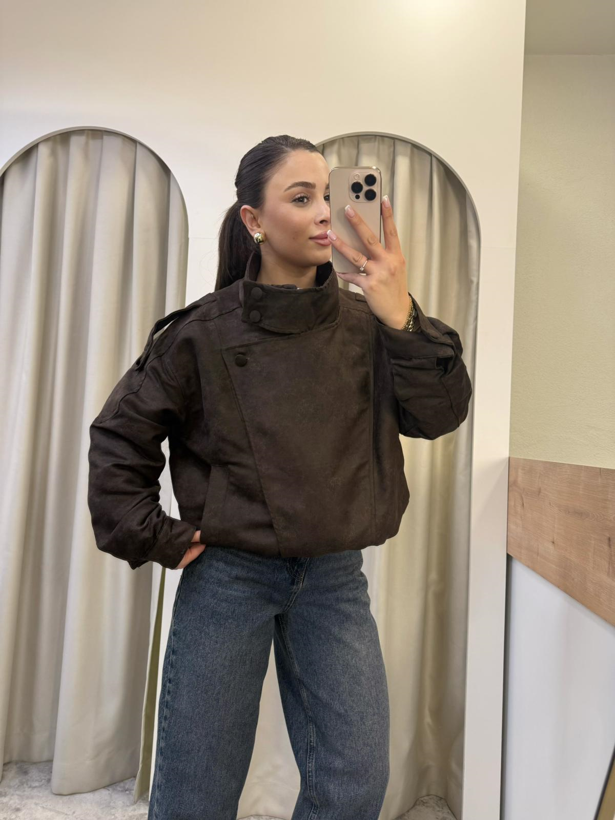 Felix Süet Dik Yaka Bomber Ceket