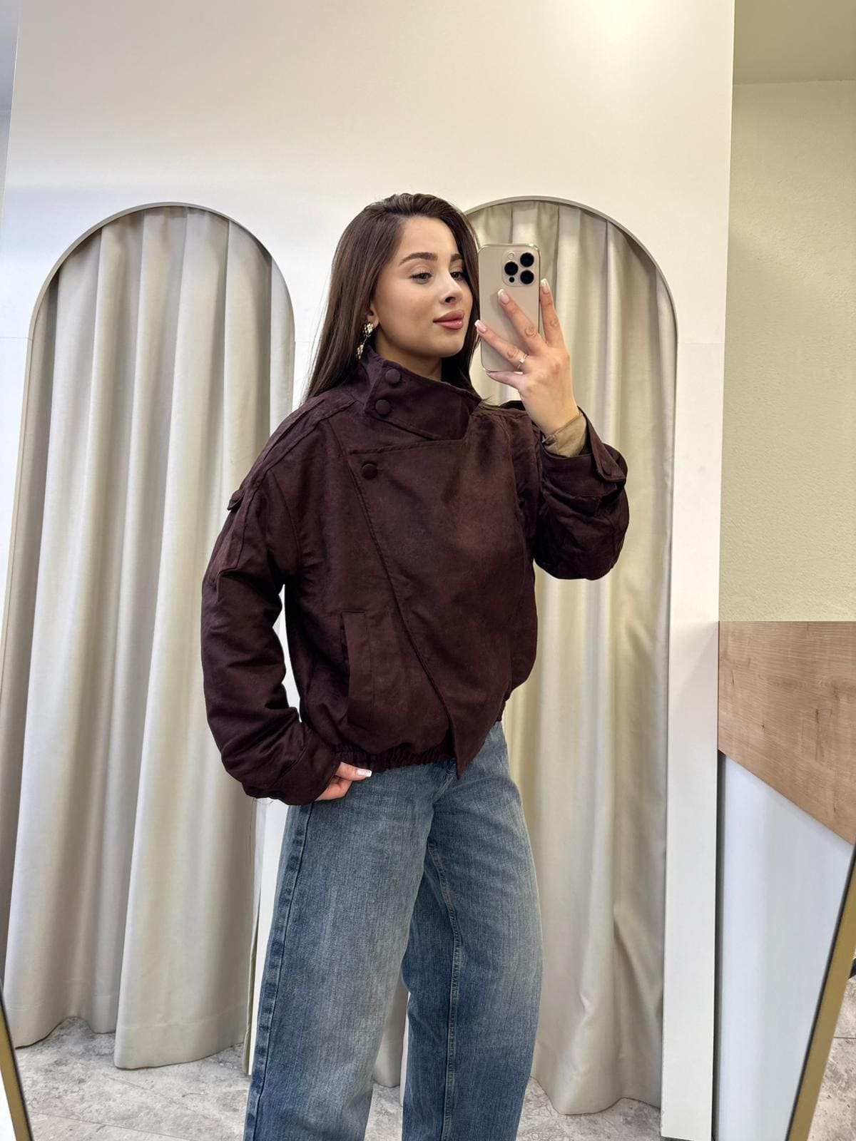 Felix Süet Dik Yaka Bomber Ceket Bordo