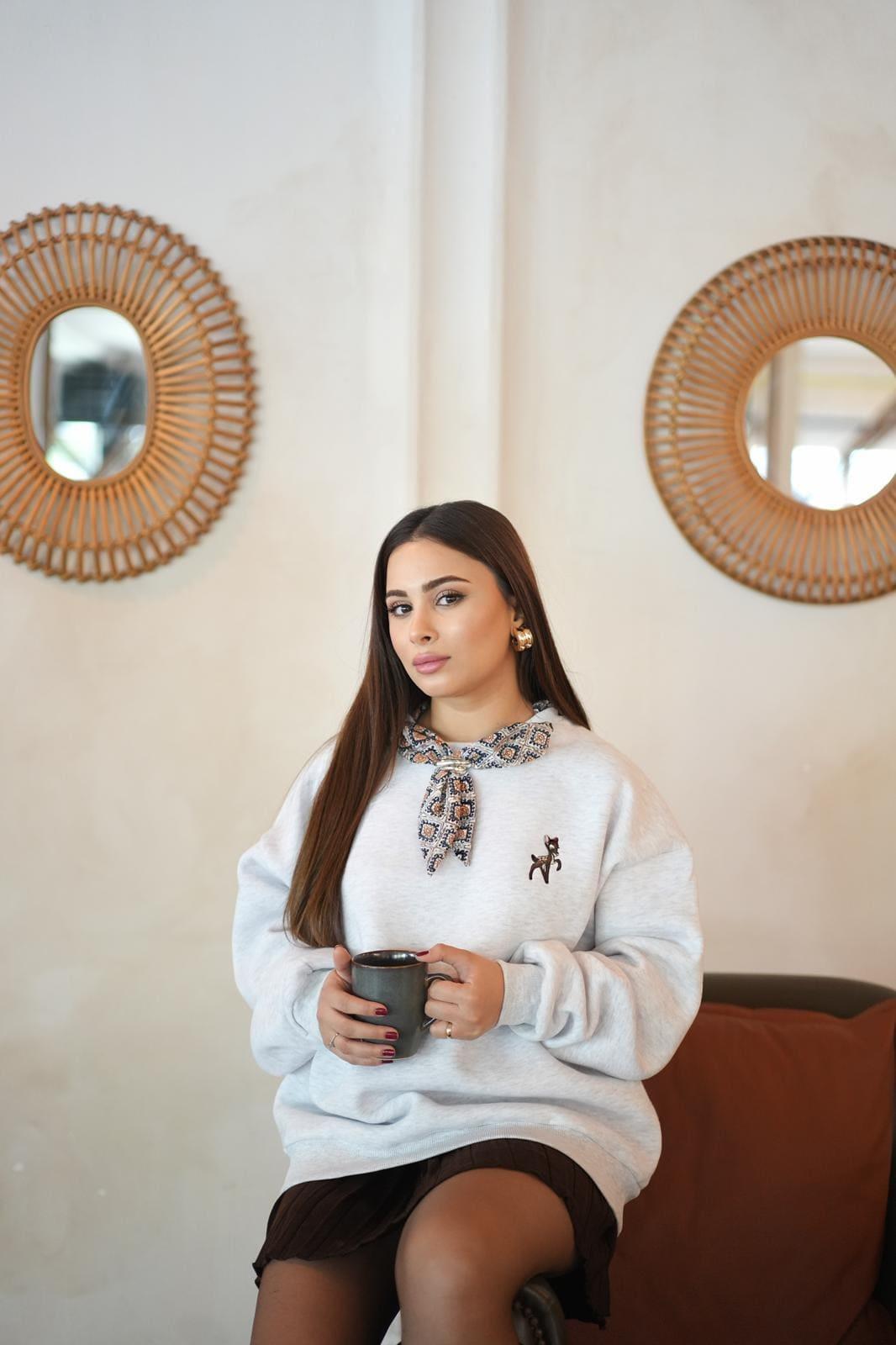 Fular Detaylı Oversize Sweatshirt
