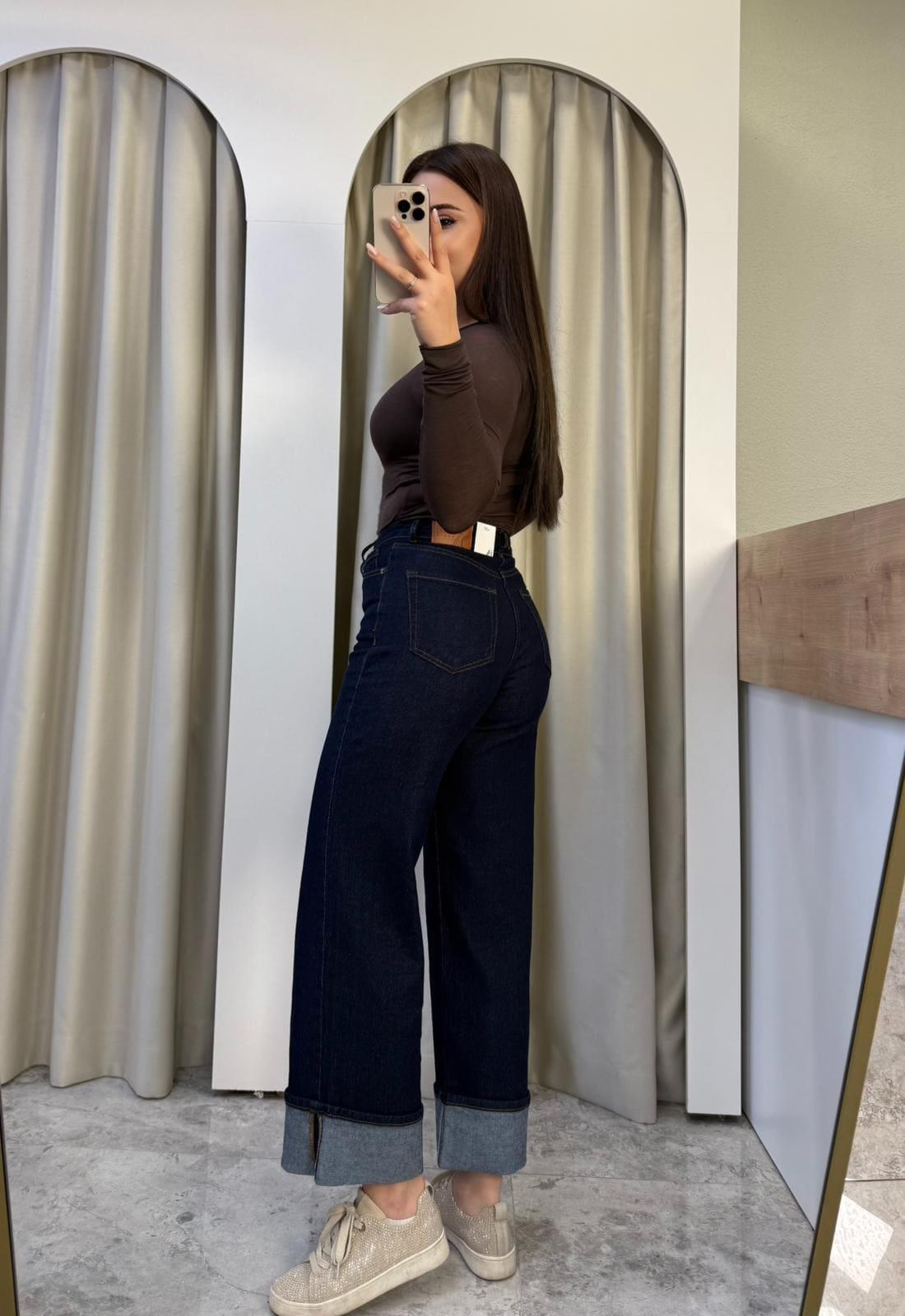 Herry Katlı Paça Yüksek Bel Jean