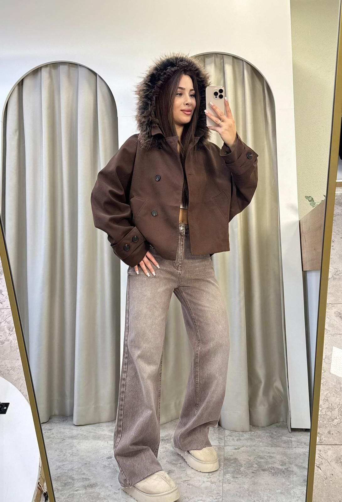 Jasmin Kahve Oversize Trençkot