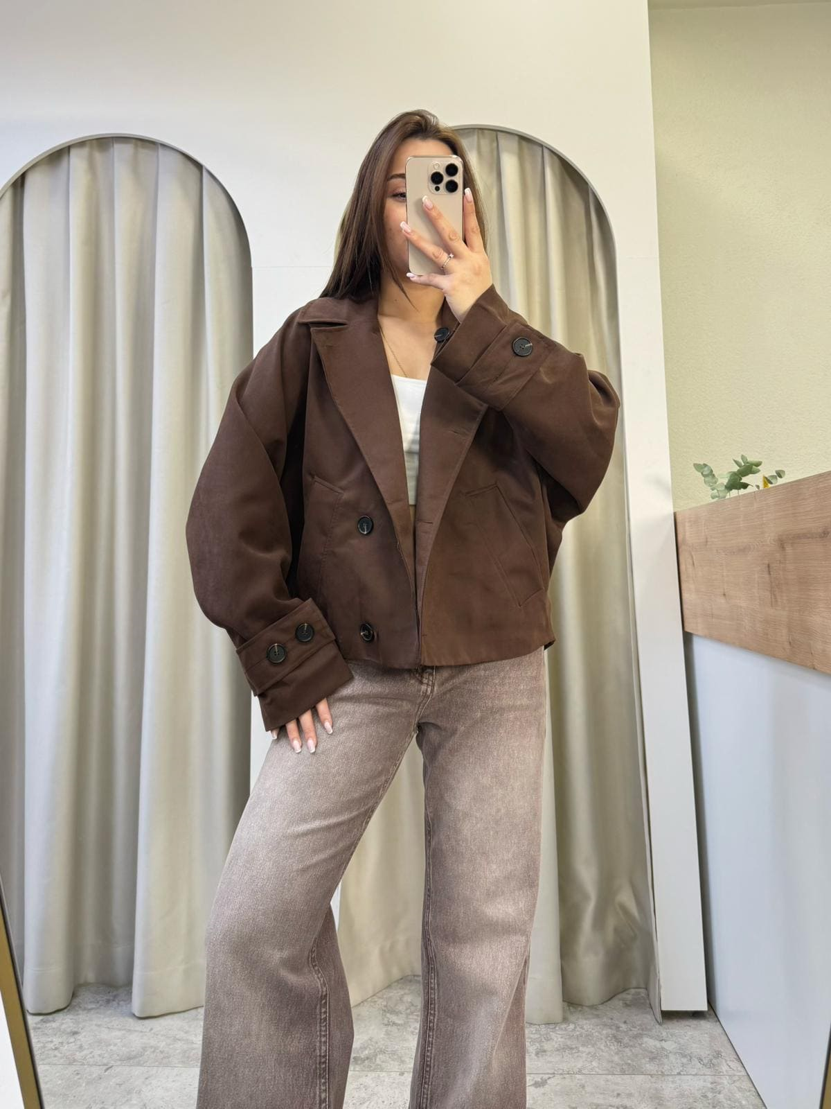 Jasmin Kahve Oversize Trençkot