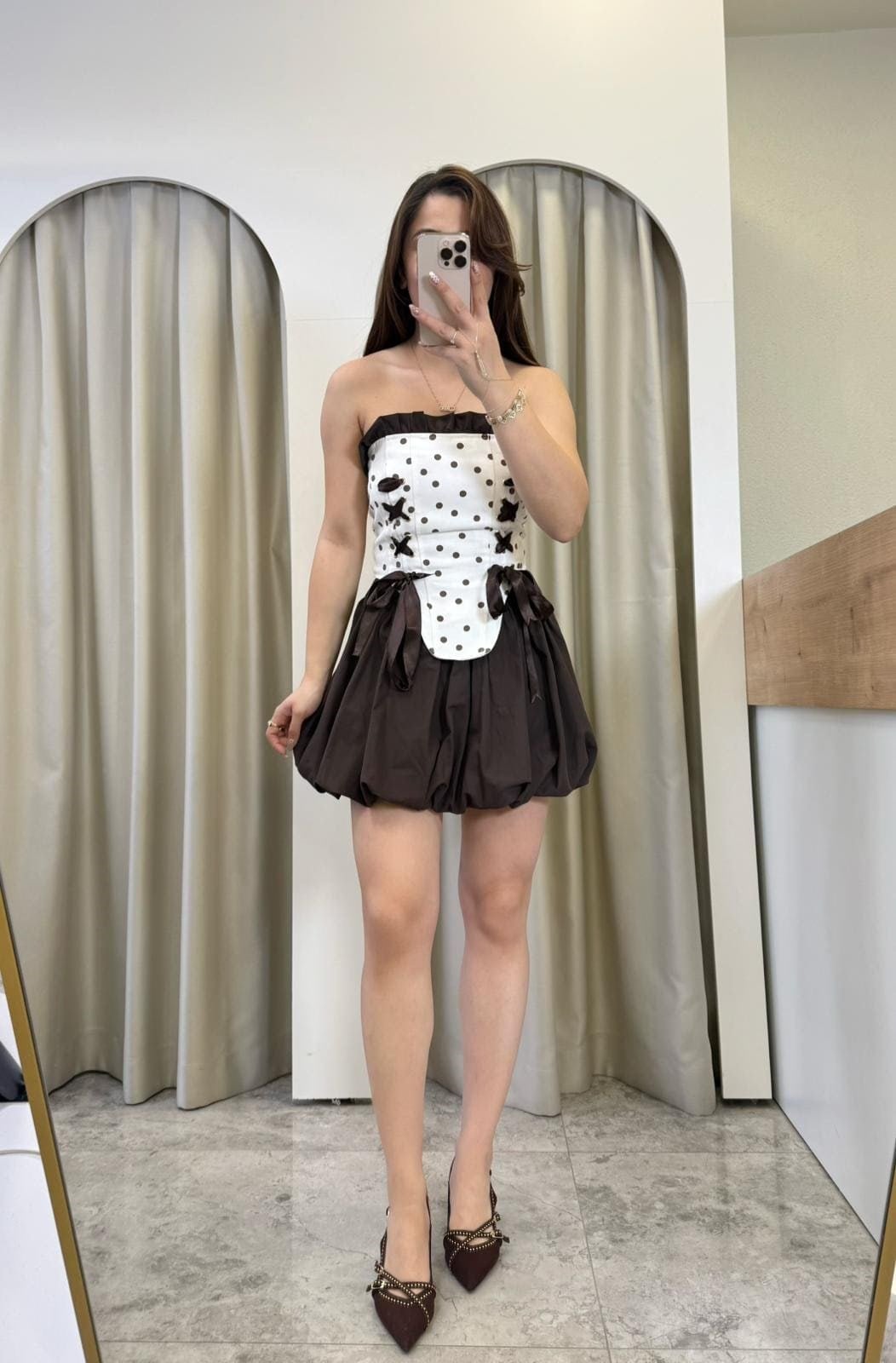 Julia Acı Kahve Balon Etek Korse Takım