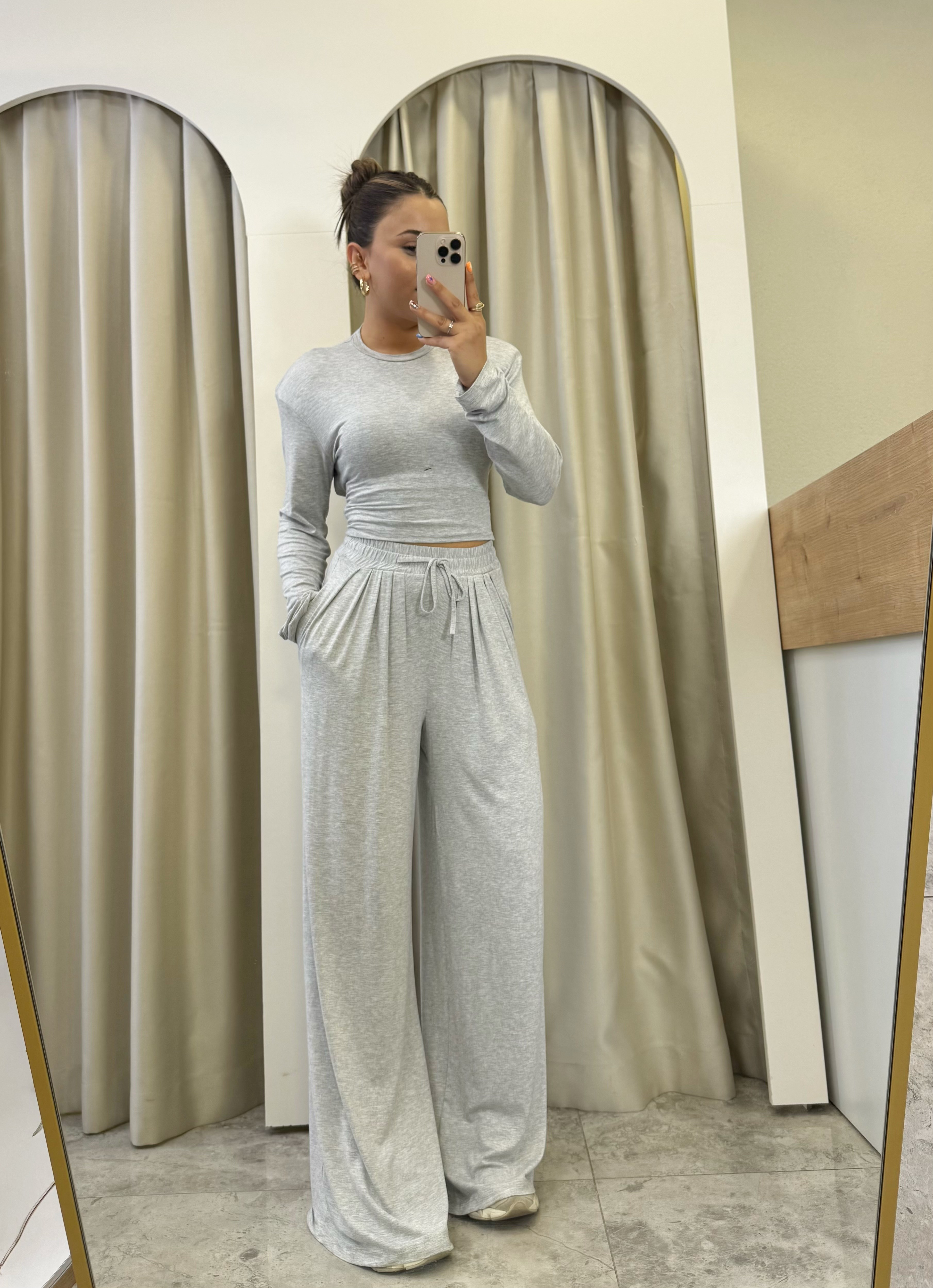 Kolina Gri Vatkalı Beli Ayarlanabilir Modal Takım