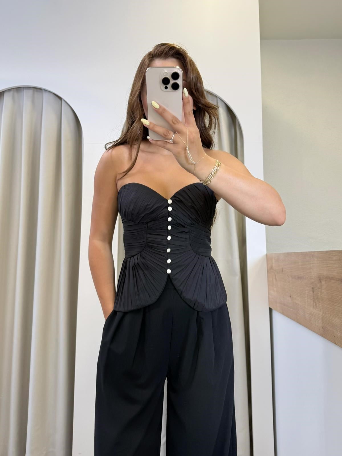 Kylie Siyah Drapeli Korse 