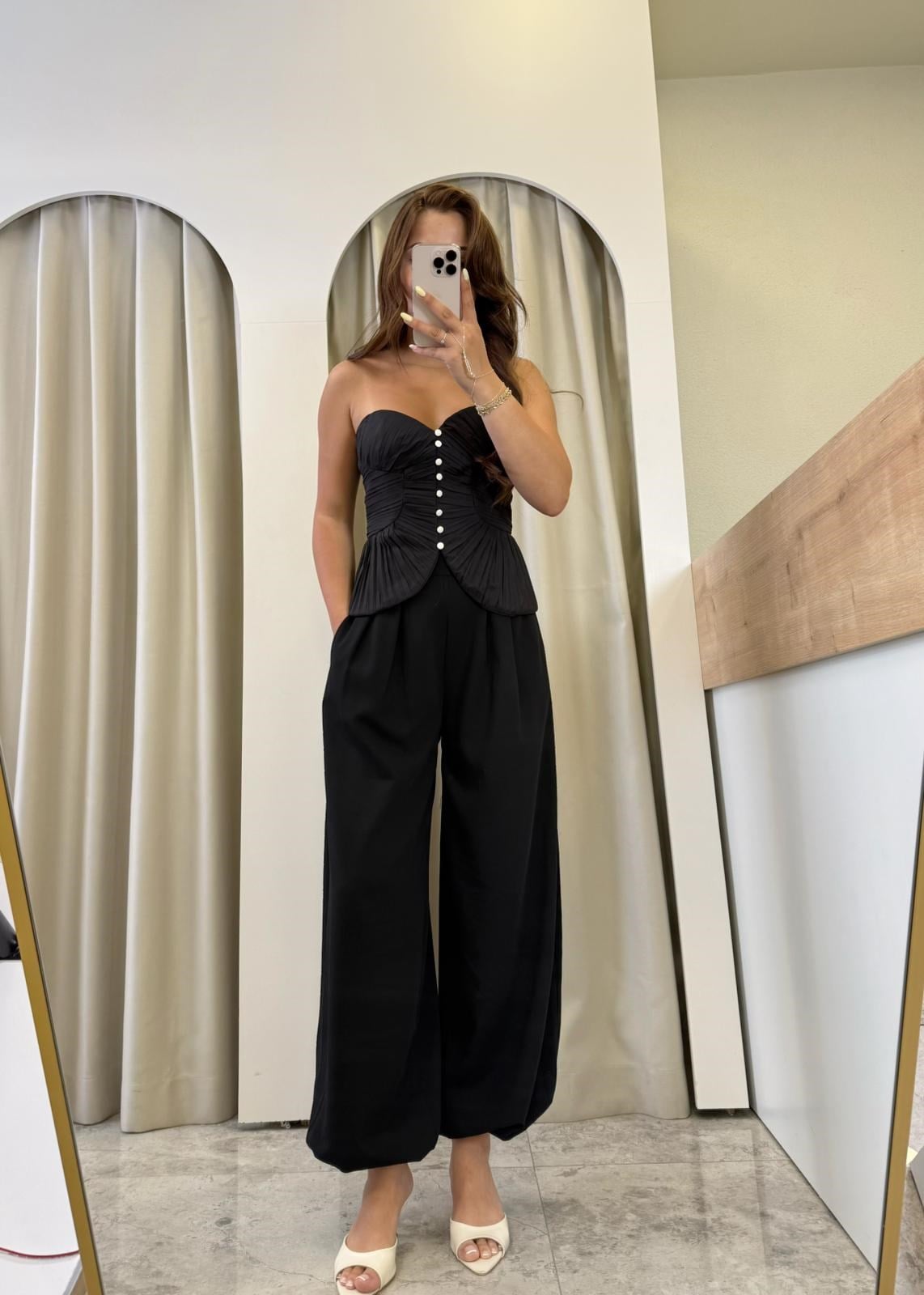 Kylie Siyah Drapeli Korse 
