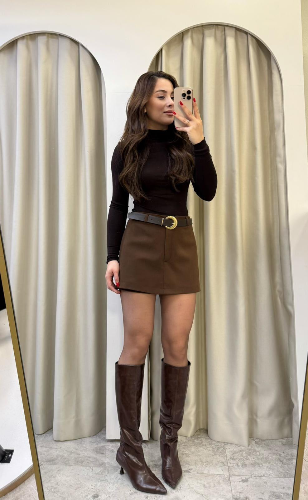 Lima Kahve Kemerli Şortetek