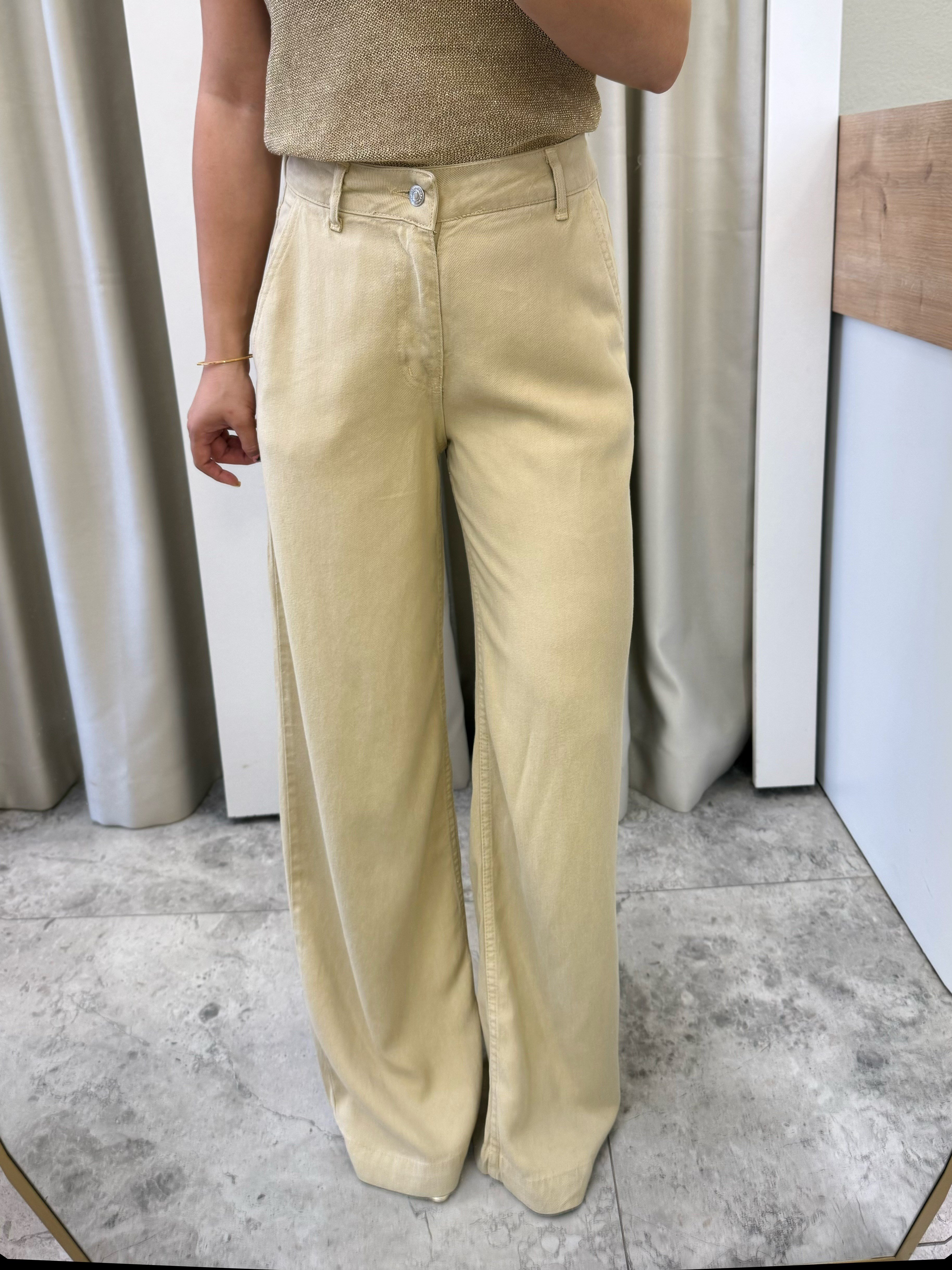 Lucca Taş Wide Leg Tensel Denim Pantolon