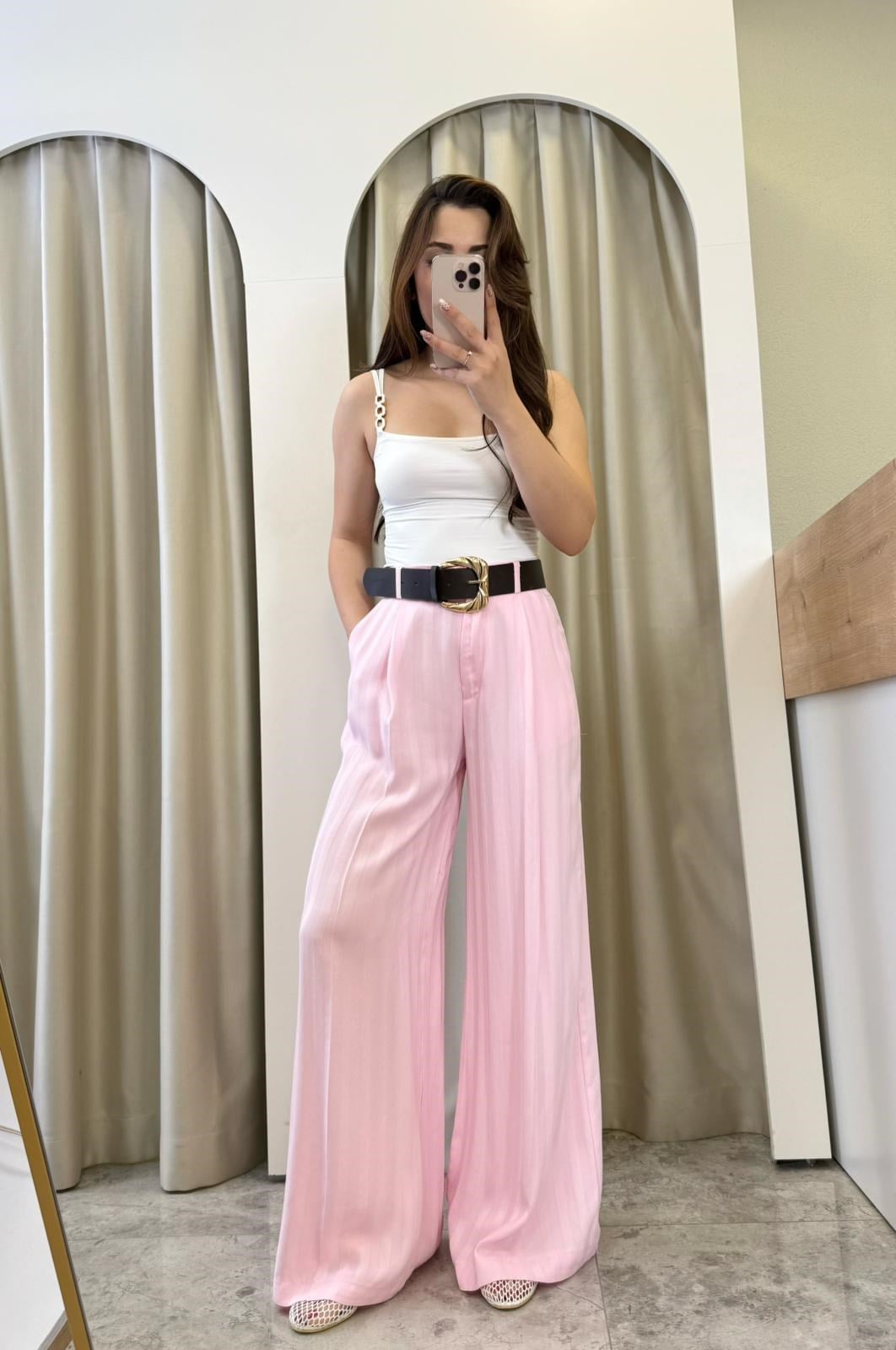 Maleis Pembe Kemerli Tensel Palazzo