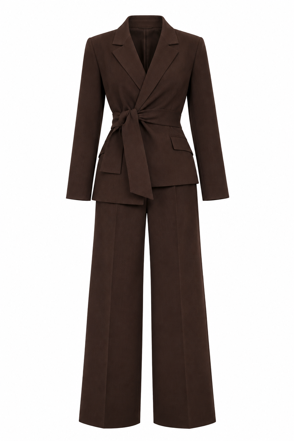 Melina Kahve Bağlamalı Blazer Takım