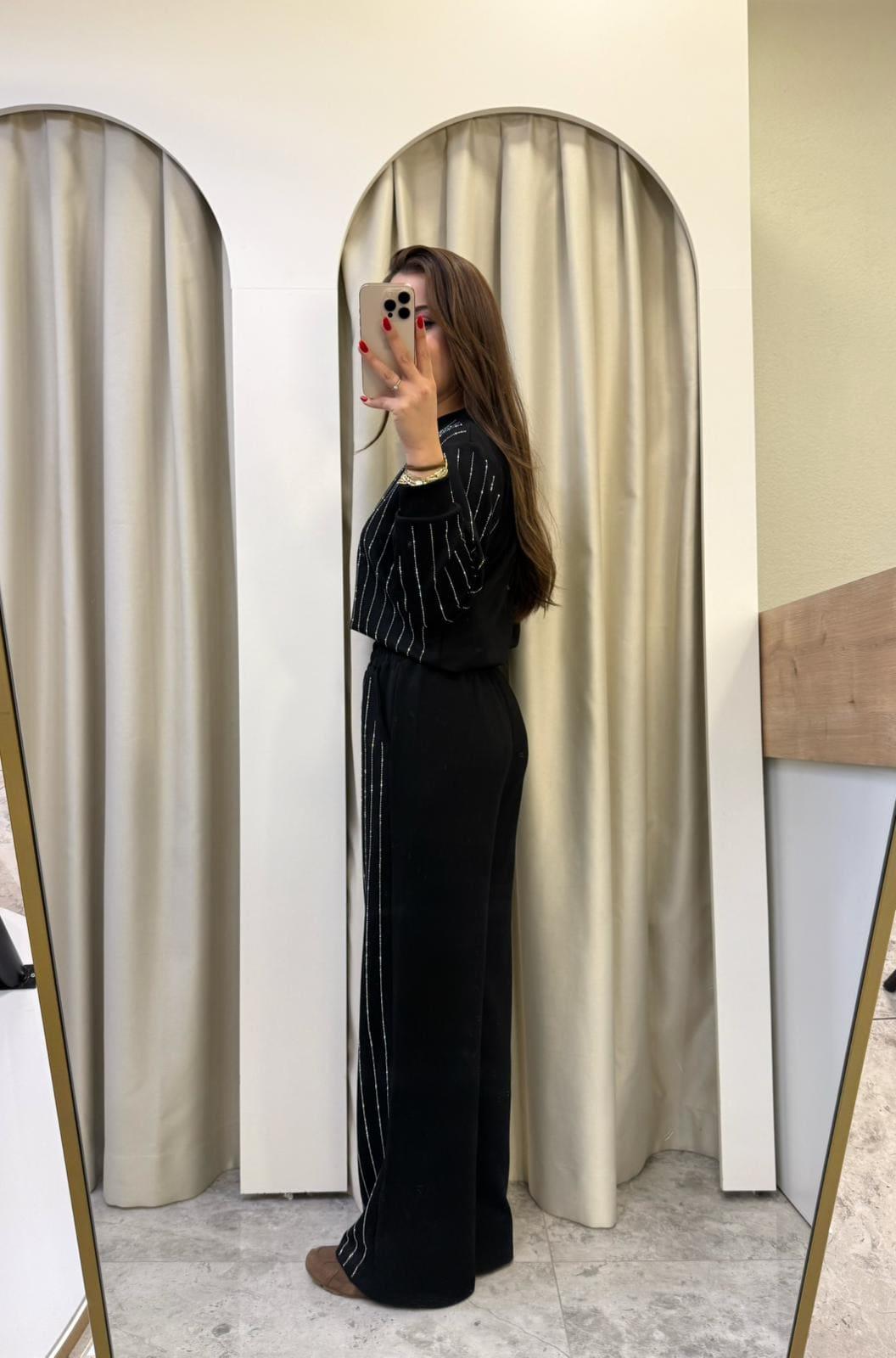 Milano Taşlı Modal Takım Siyah