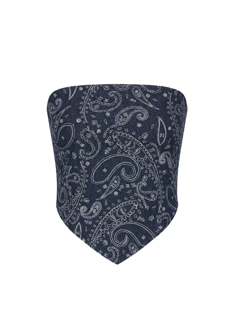 Mirana Şal Desen Denim Bluz
