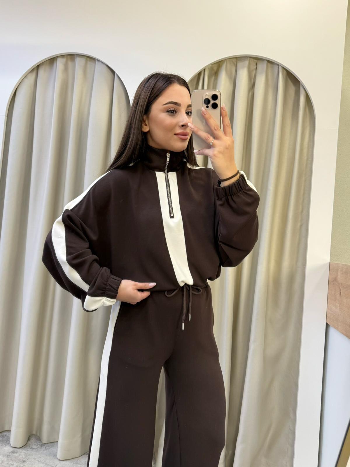 Molla Şeritli Kahve Modal Takım