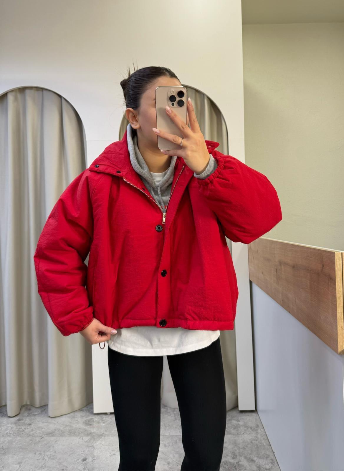 Oslo Kırmızı Oversize Şişme Mont
