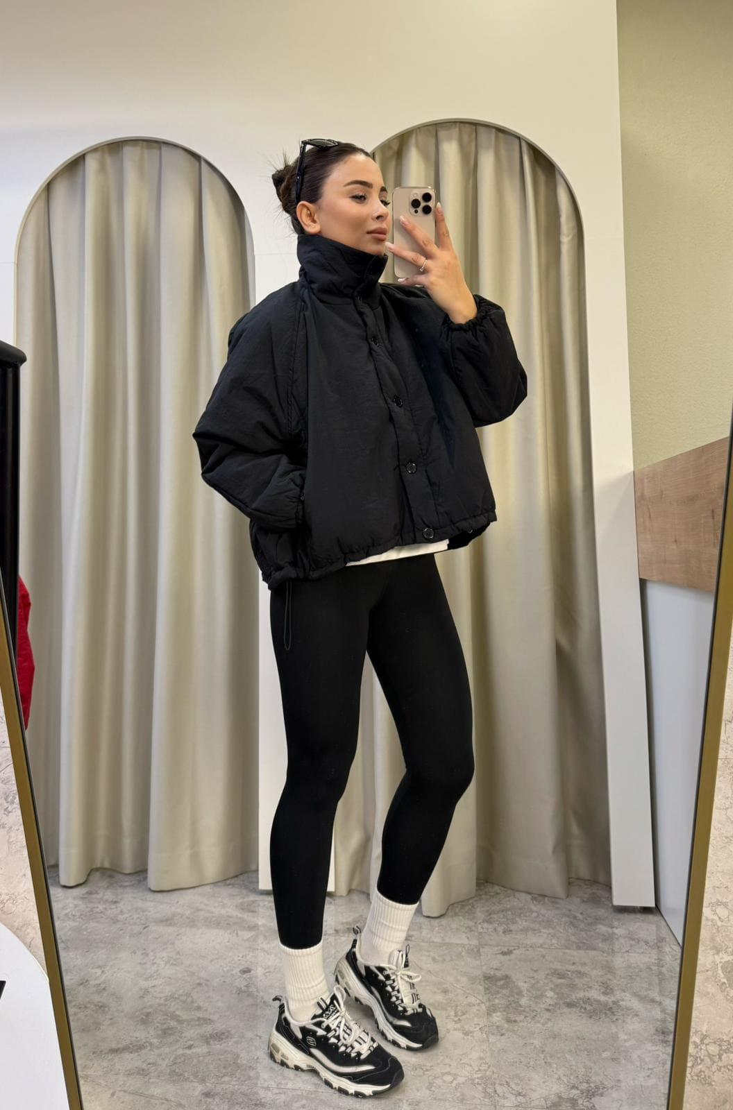 Oslo Siyah Oversize Şişme Mont