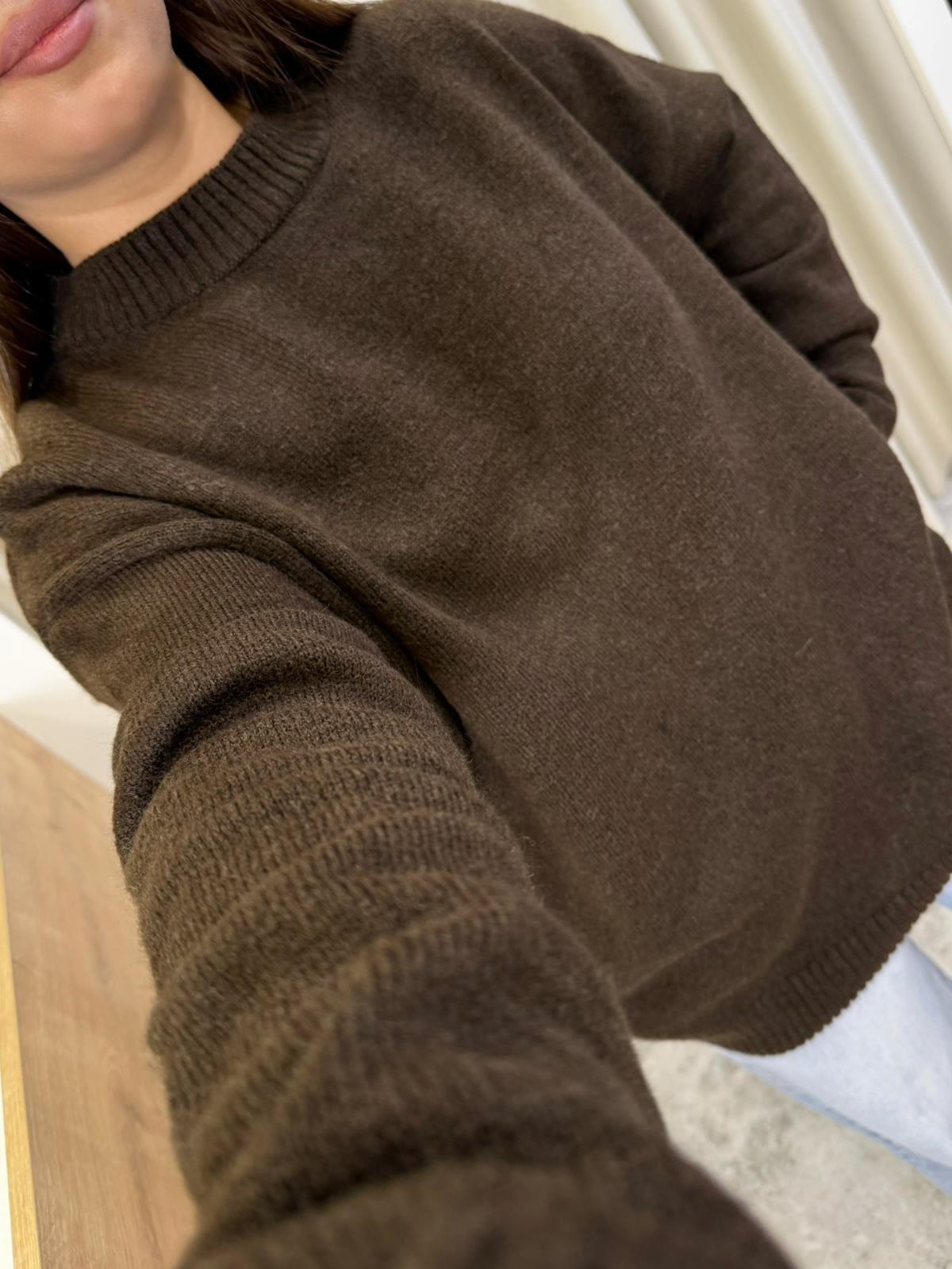 Oversize Pinterest Kazak-Acı Kahve