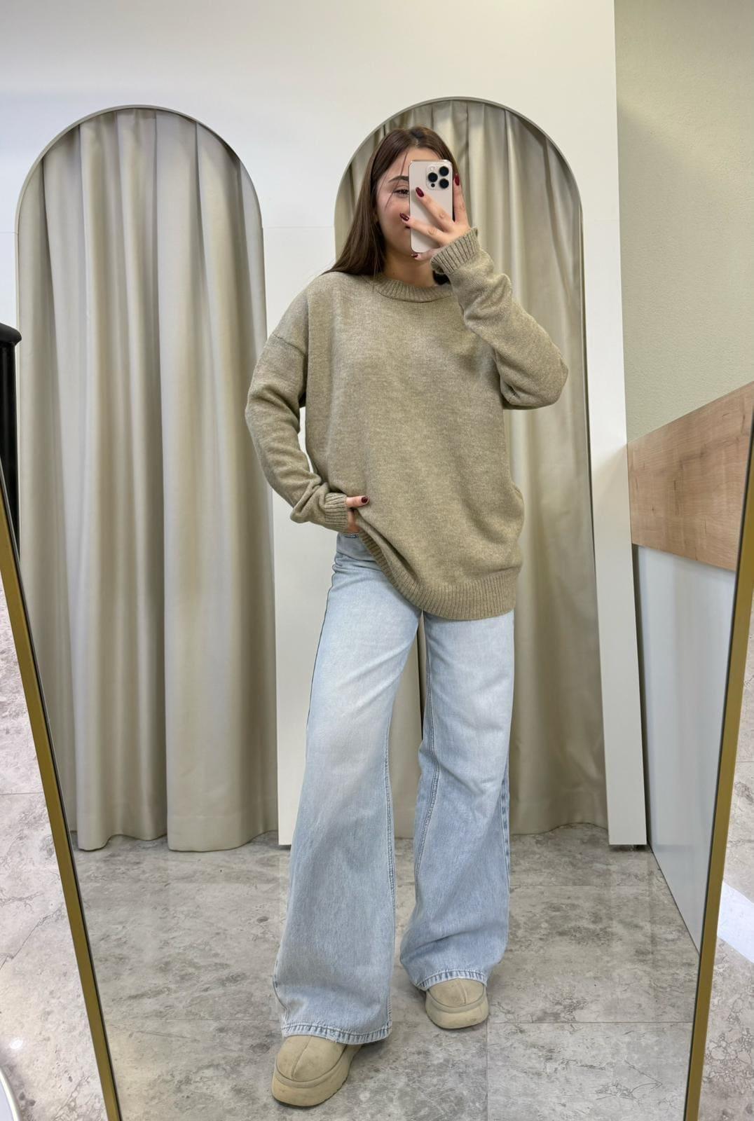 Oversize Pinterest Kazak-Sütlü Kahve