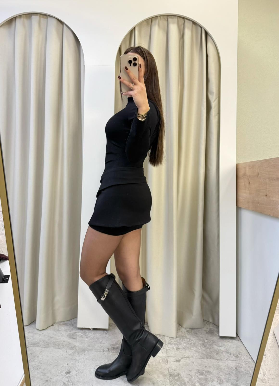 Pixxi siyah etekli 2 parça elbise