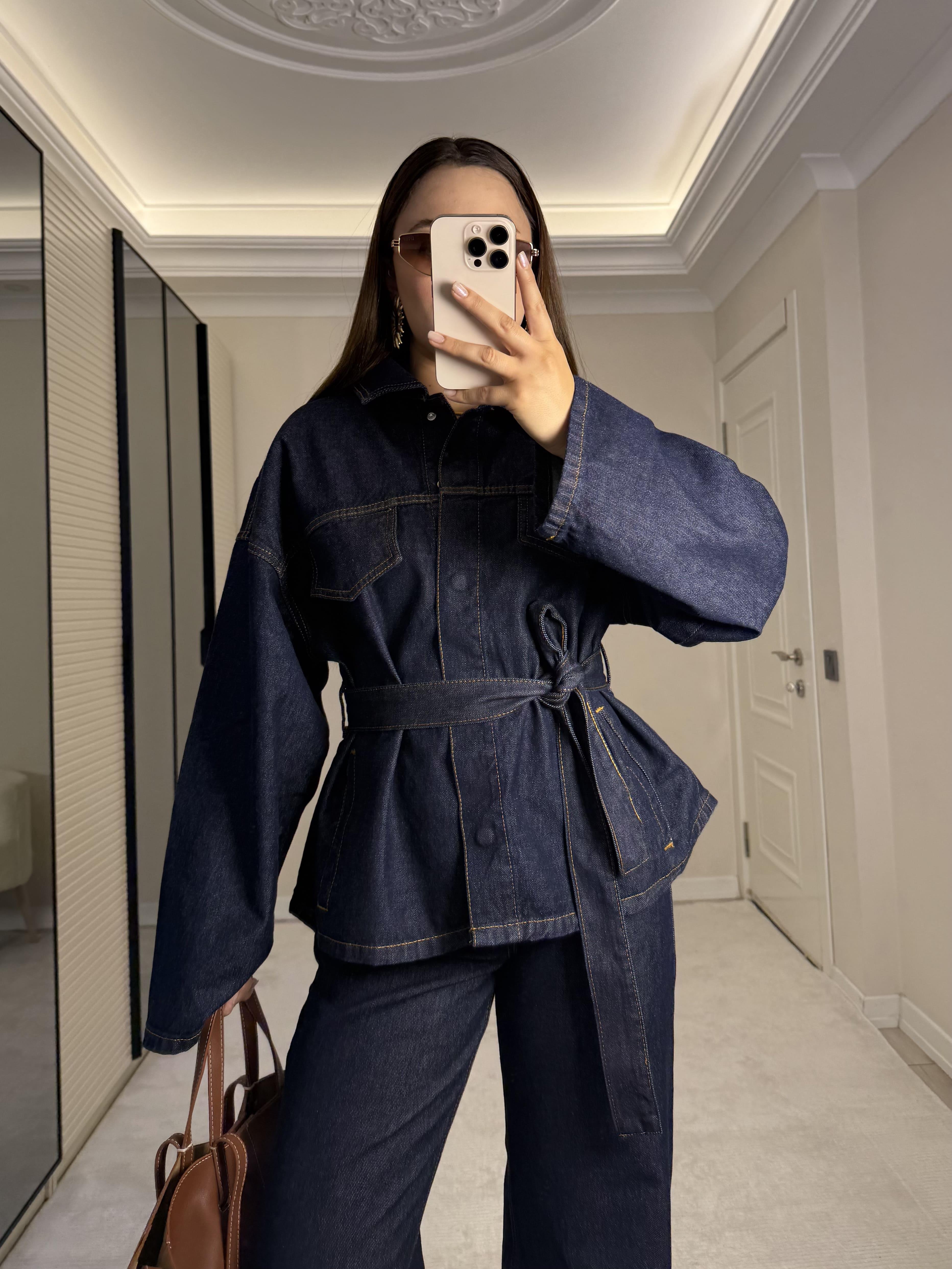 Premium Kuşaklı Denim Takım