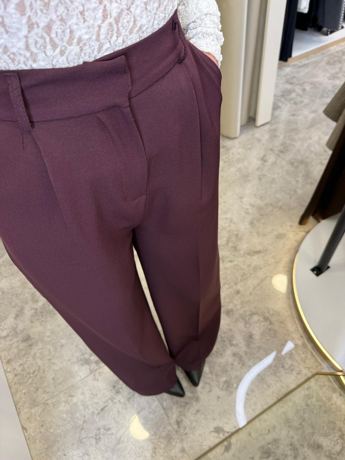 Premium Tok Dokulu Palazzo-BORDO