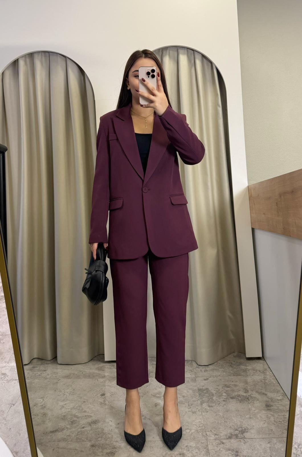 Quzu Boy Fit Blazer Takım-MÜRDÜM