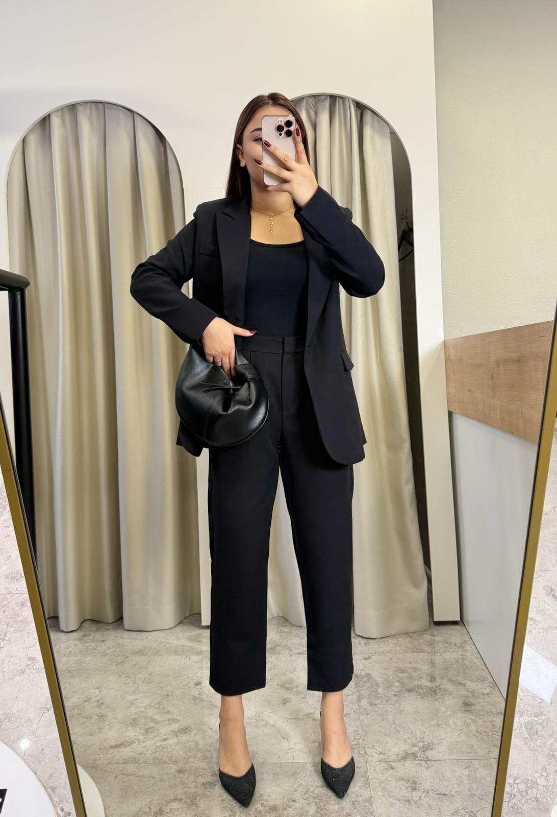 Quzu Boy Fit Blazer Takım-SİYAH