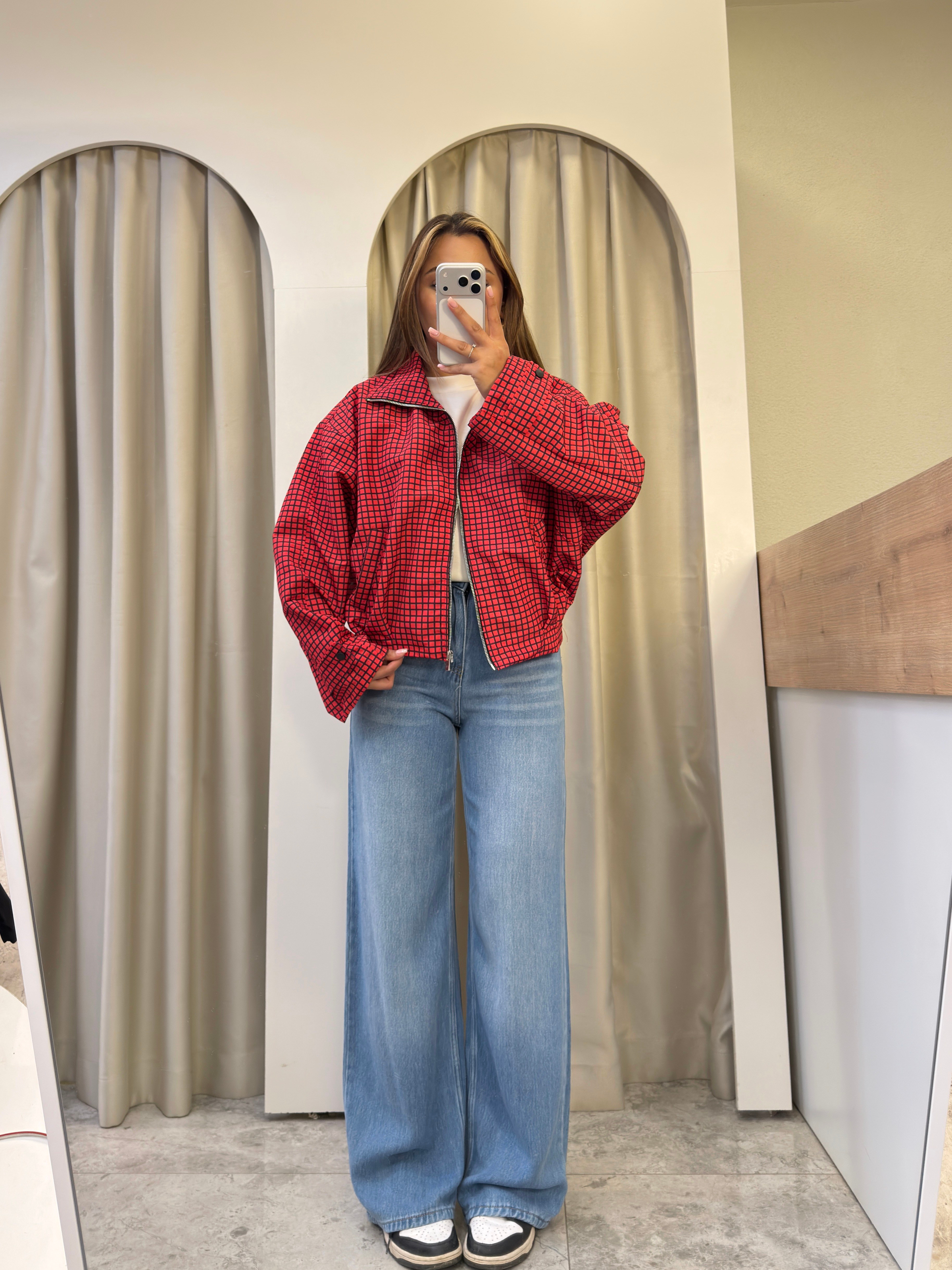 Redlag Kırmızı Ekose Bomber Ceket
