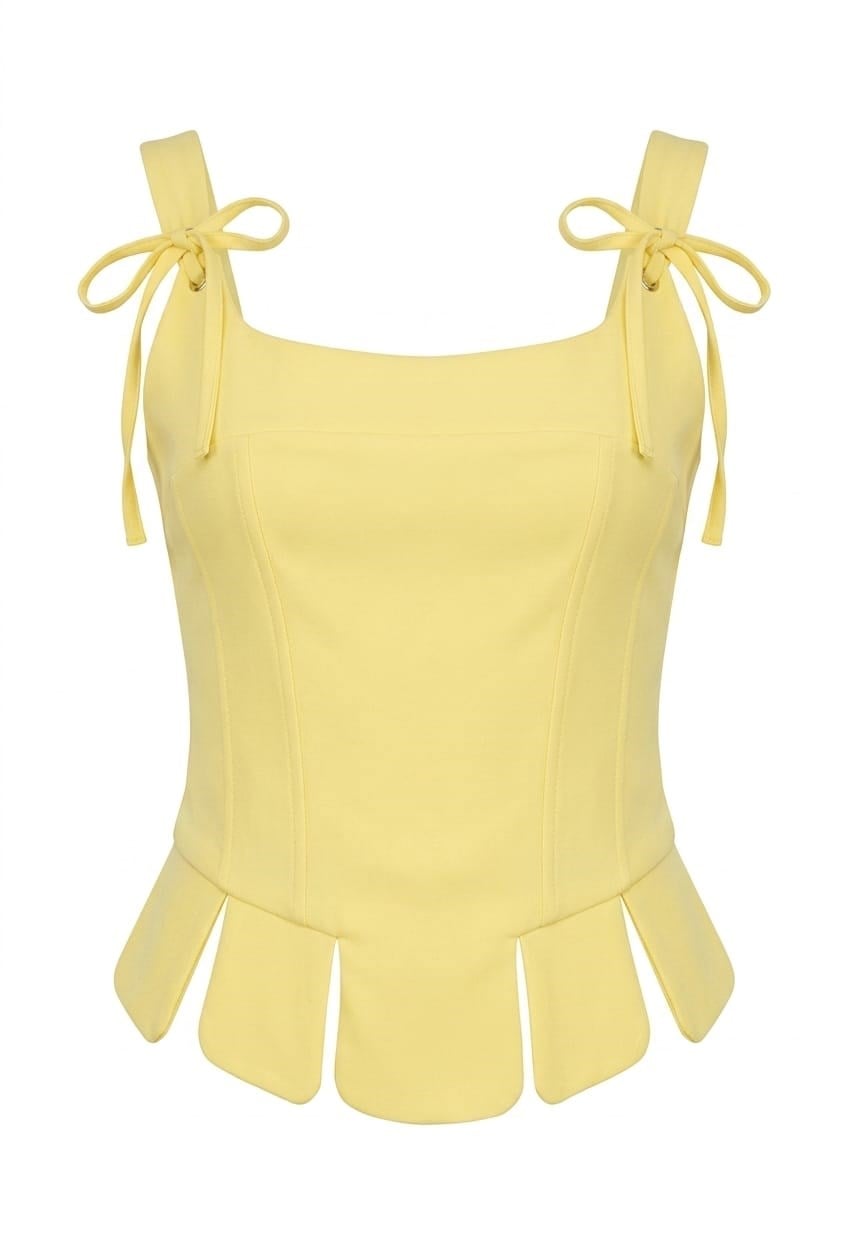 Ribbon Sarı Dilimli Korse Bluz
