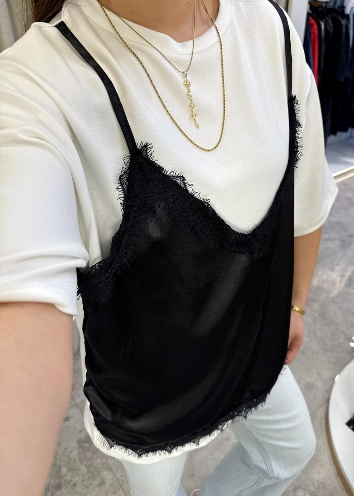 Riya Beyaz Modal Saten Tshirt