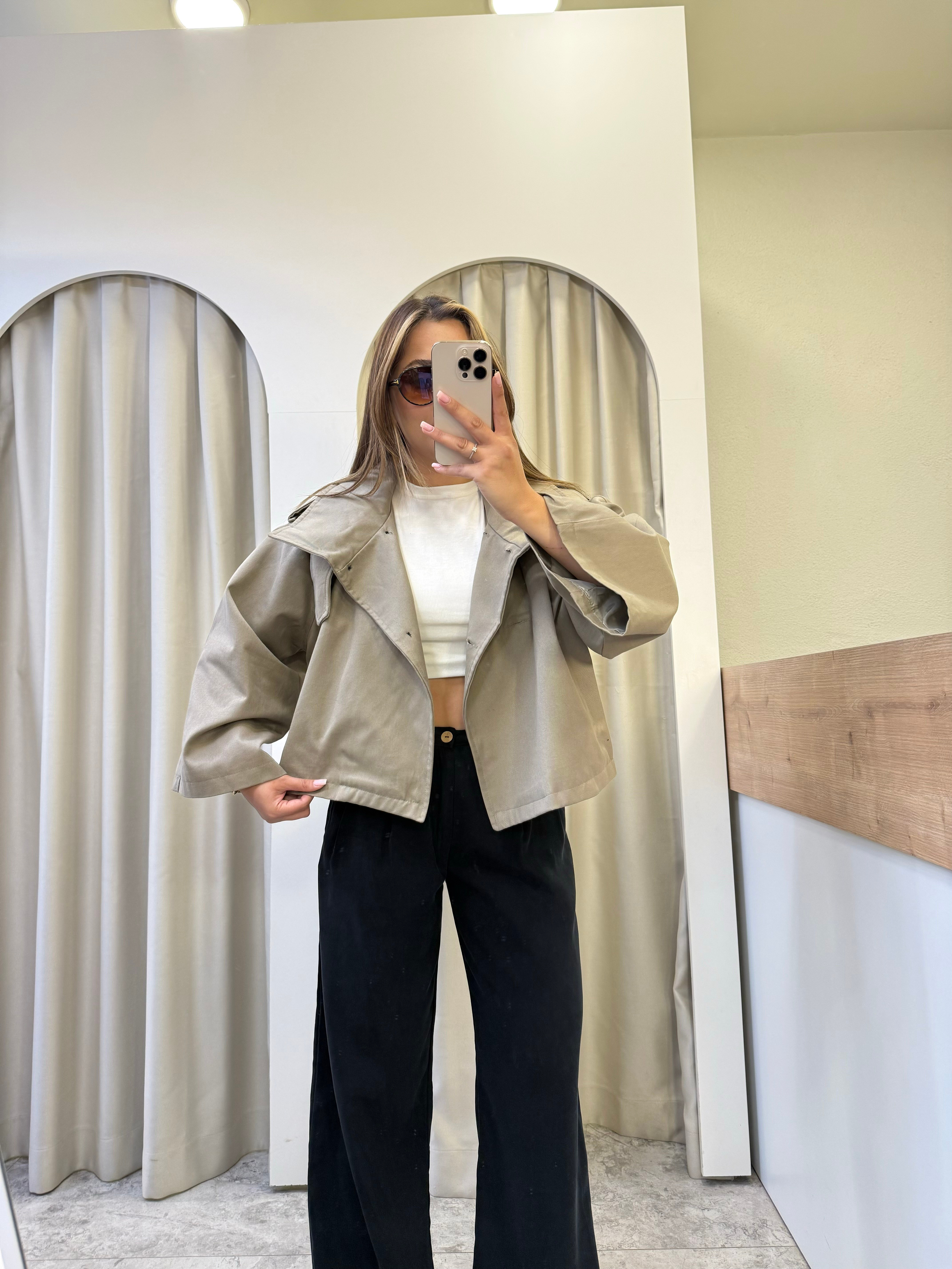Roxy Vizon Dik Kemerli Yaka Trenç