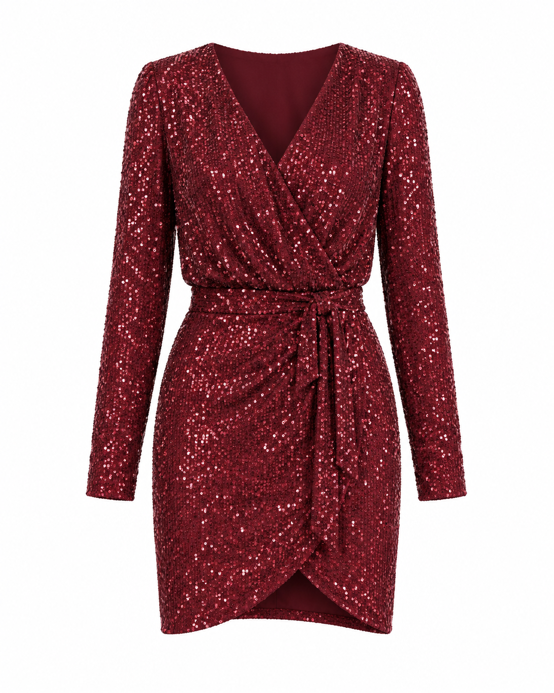 Royal Bordo Mini Payet Elbise