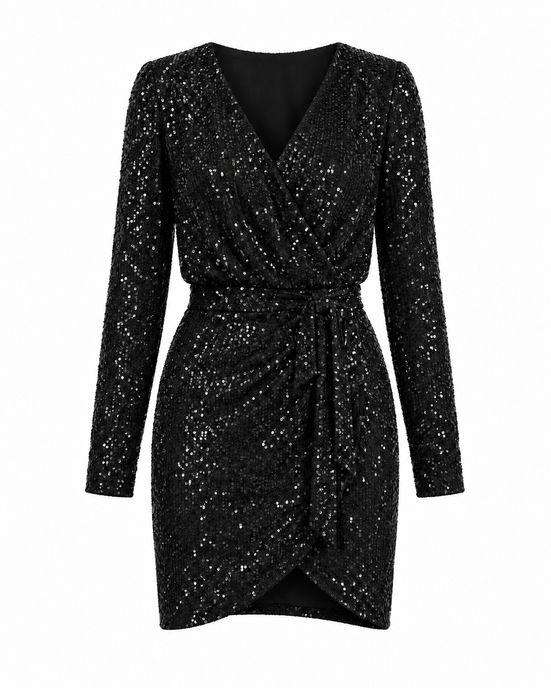 Royal Siyah Mini Payet Elbise