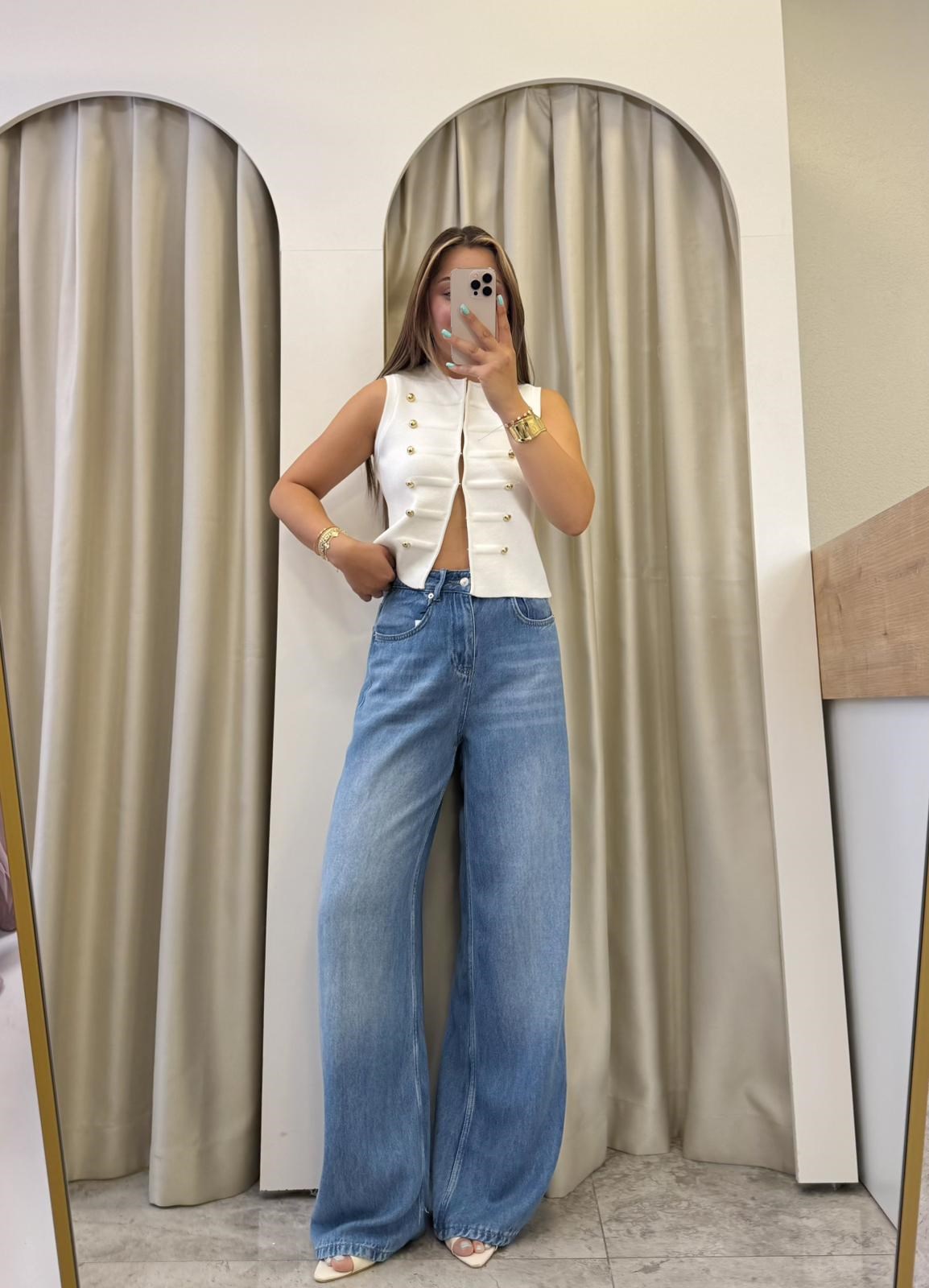 Scarf Koyu Mavi Tensel Jean