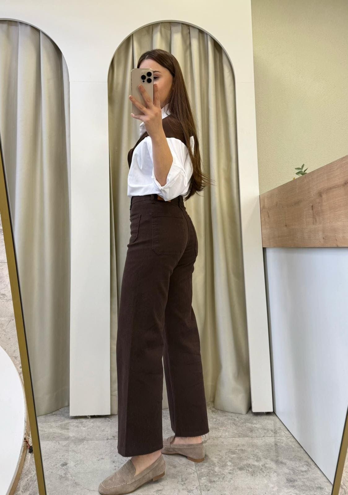 Selfy Kahve Çift Cepli ZR Jean
