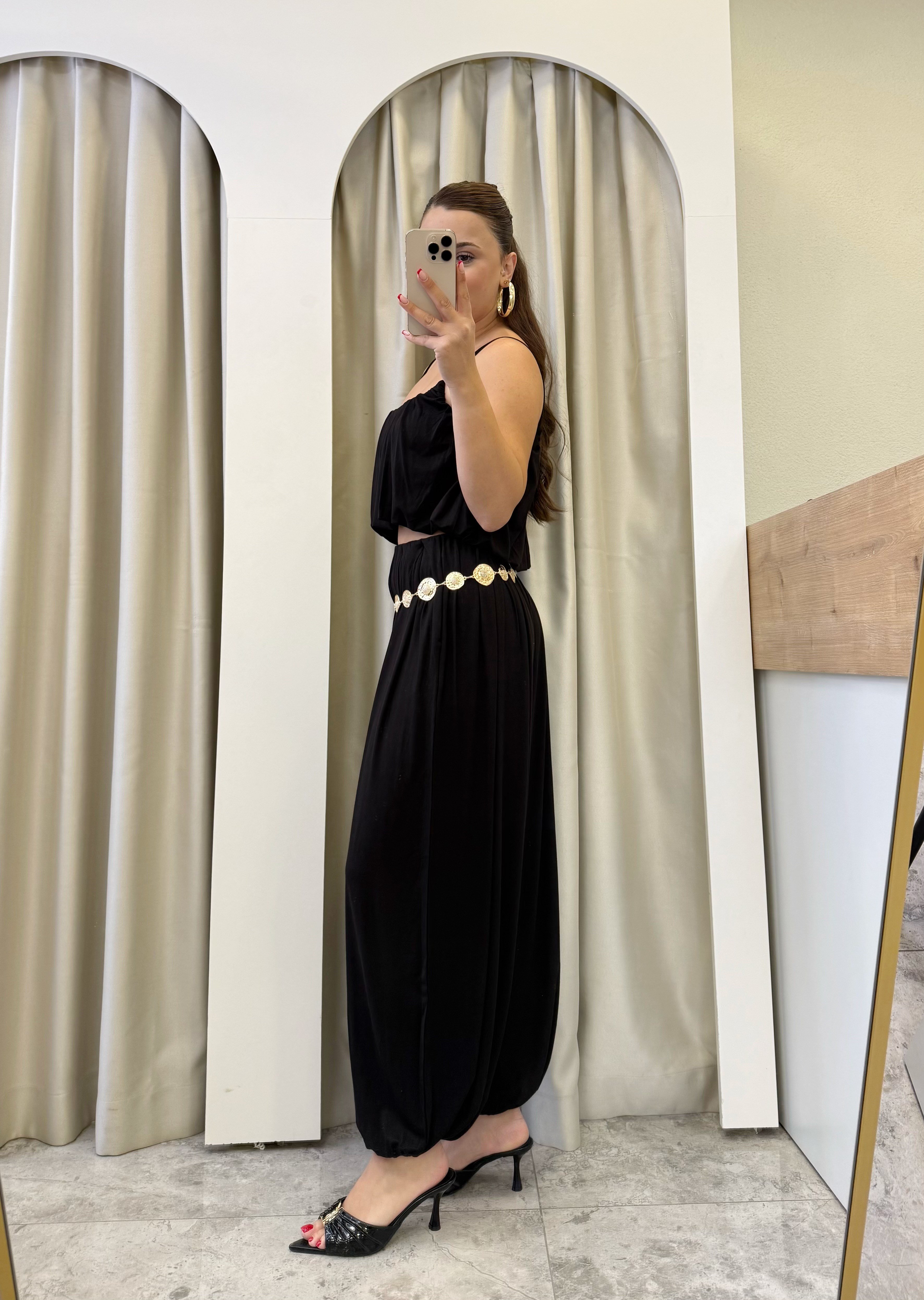 Sies Siyah Premium Şalvarlı Modal Takım