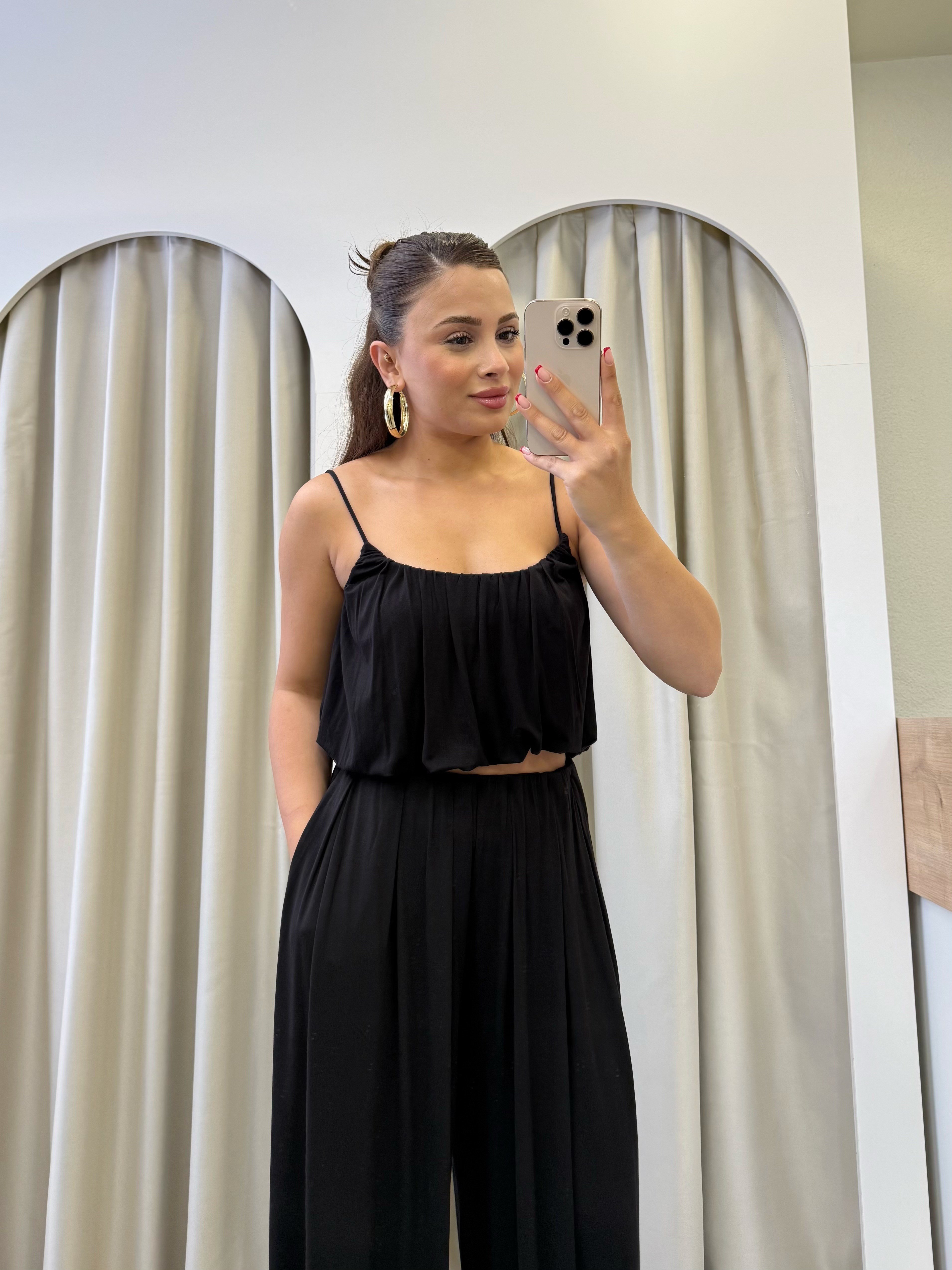 Sies Siyah Premium Şalvarlı Modal Takım