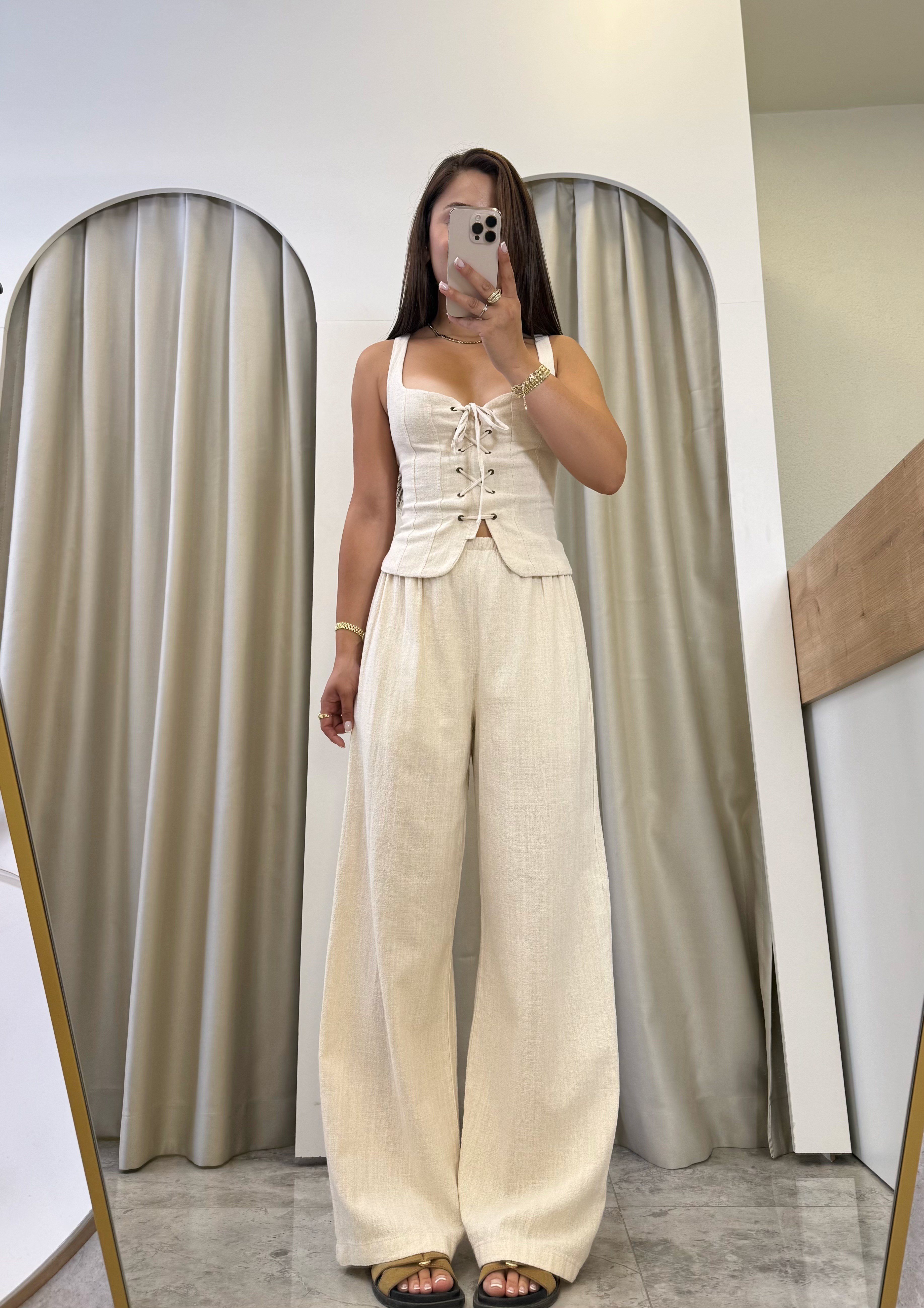 Simon Natural Keten Bağıcıklı Büstiyer
