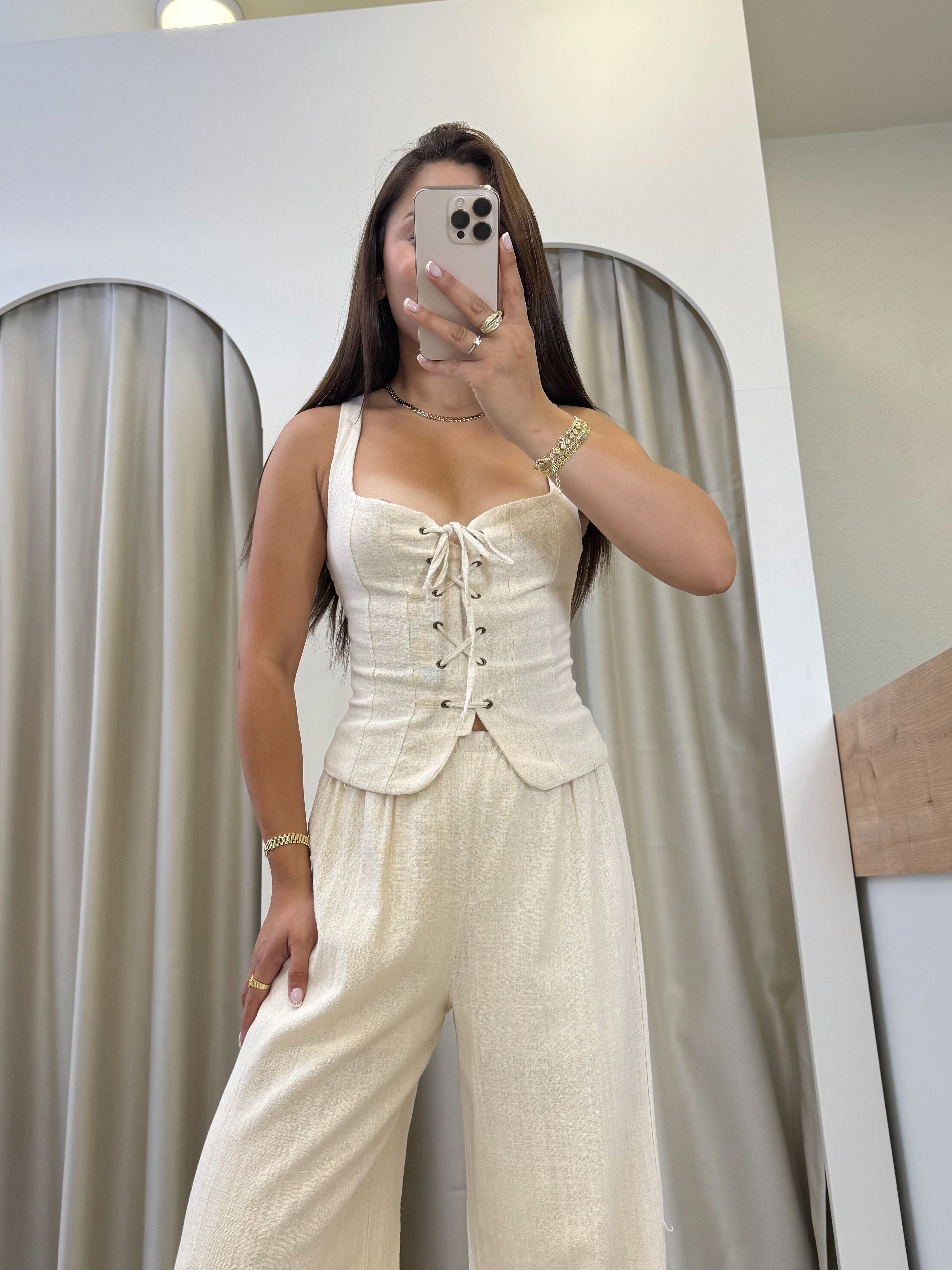 Simon Natural Keten Bağıcıklı Büstiyer
